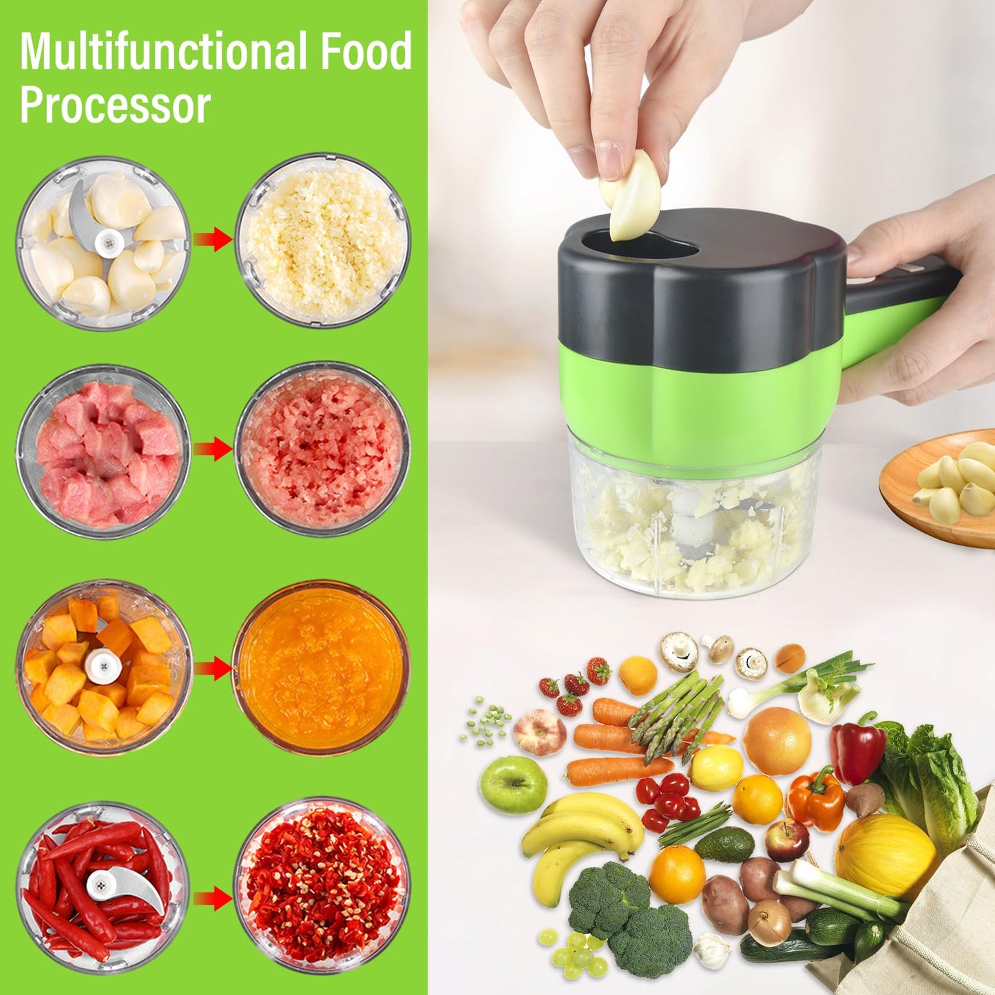 4-in-1 Smart Mini Chopper – Chop, Blend, Mix & Prep in Seconds (USB Rechargeable)