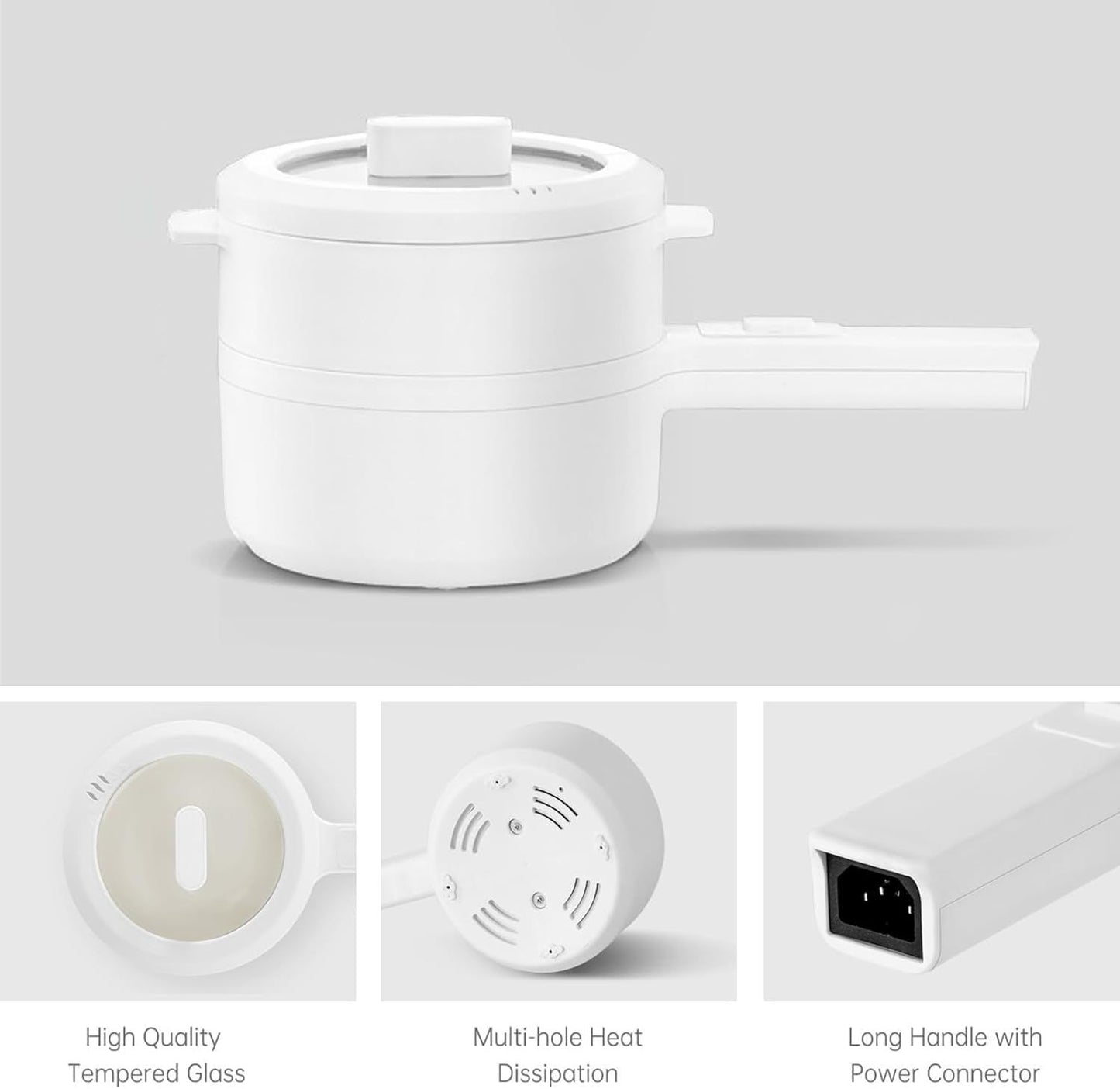 Electric Hot Pot 1.5L with Steamer – Portable Multi-Cooker for Noodles, Soup, Eggs & Quick Meals | Fast Heating Non-Stick Pot