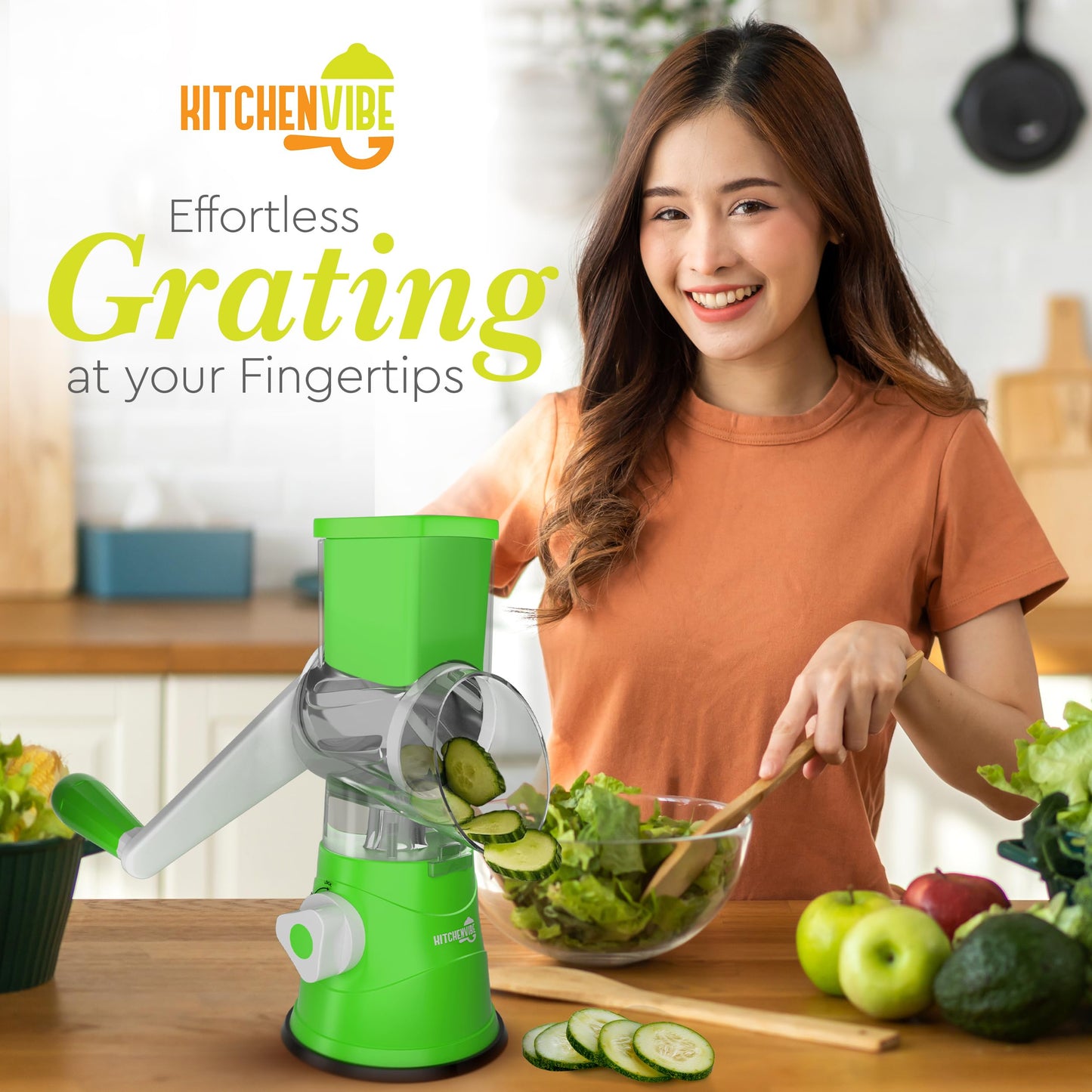 3-in-1 Rotary Drum Grater & Vegetable Slicer – Fast, Safe & Effortless Food Prep