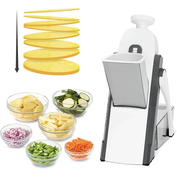 8-in-1 Adjustable Vegetable Cutter & Mandoline Slicer – Safe Foldable Kitchen Chopper for Fast Meal Prep