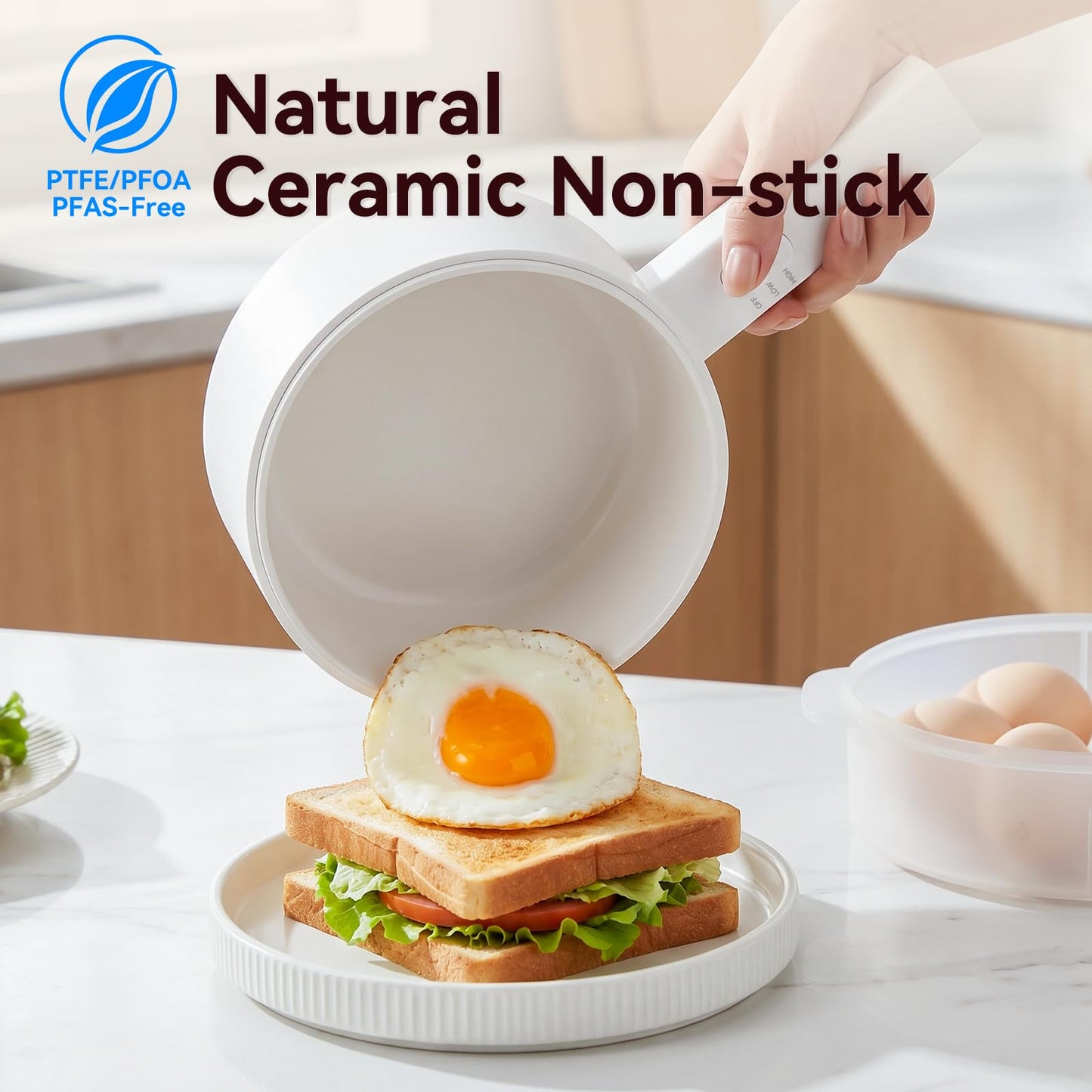 Electric Hot Pot 1.5L with Steamer – Portable Multi-Cooker for Noodles, Soup, Eggs & Quick Meals | Fast Heating Non-Stick Pot