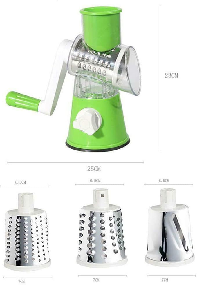 3-in-1 Rotary Drum Grater & Vegetable Slicer – Fast, Safe & Effortless Food Prep