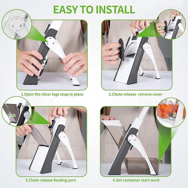 8-in-1 Adjustable Vegetable Cutter & Mandoline Slicer – Safe Foldable Kitchen Chopper for Fast Meal Prep