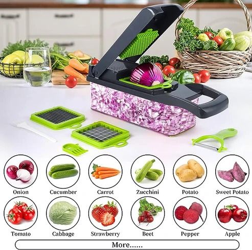 Premium 8-in-1 Vegetable Cutter Chopper & Slicer | Fast Kitchen Food Prep Tool
