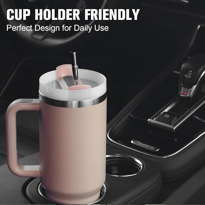 40oz Stanley-Style Insulated Tumbler with Handle – Leakproof Vacuum Travel Mug