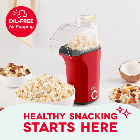 Mini Popcorn Machine – Fresh Hot Air Popcorn Maker in 3 Minutes | Healthy Oil-Free Snack Maker